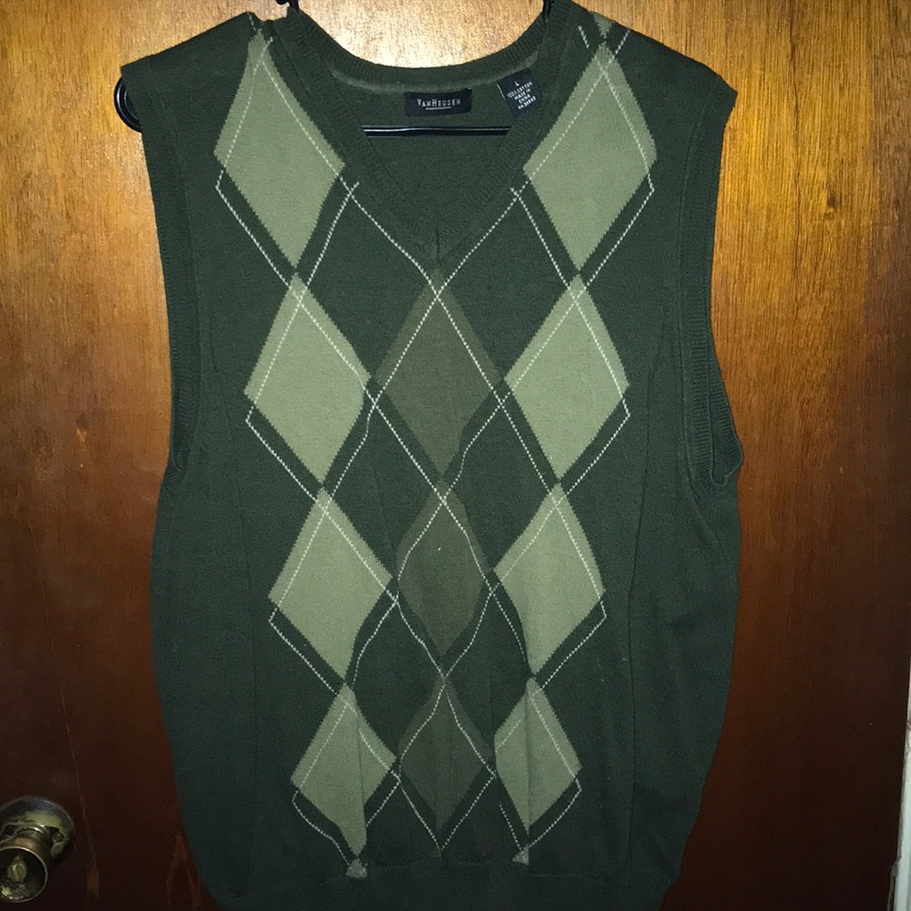 Van Heusen Argyle Sweater Vest Large 100% cotton